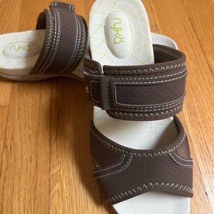 Ryka essence brown slide sandals never worn new with box
